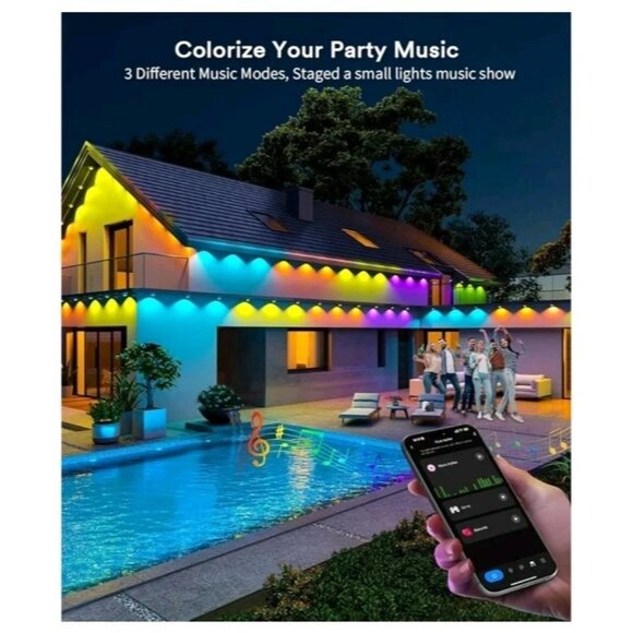 AngelHalo Permanent Outdoor Lights, 100ft Smart Outdoor Lights with 72 LEDs - Picture 4 of 8